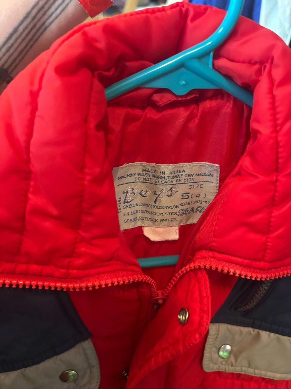 VINTAGE Sears Red, Navy and Gray Kids Insulated Snow Suit